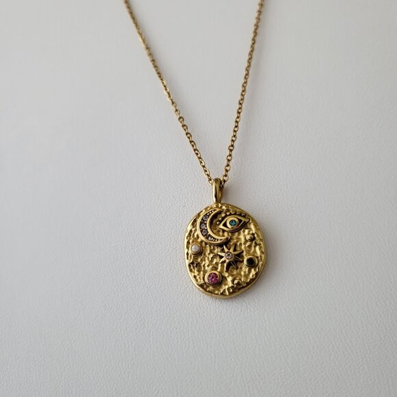 Evil Eye Celestial Skies Stainless Steel Necklace - Gold - Picture 4 of 8